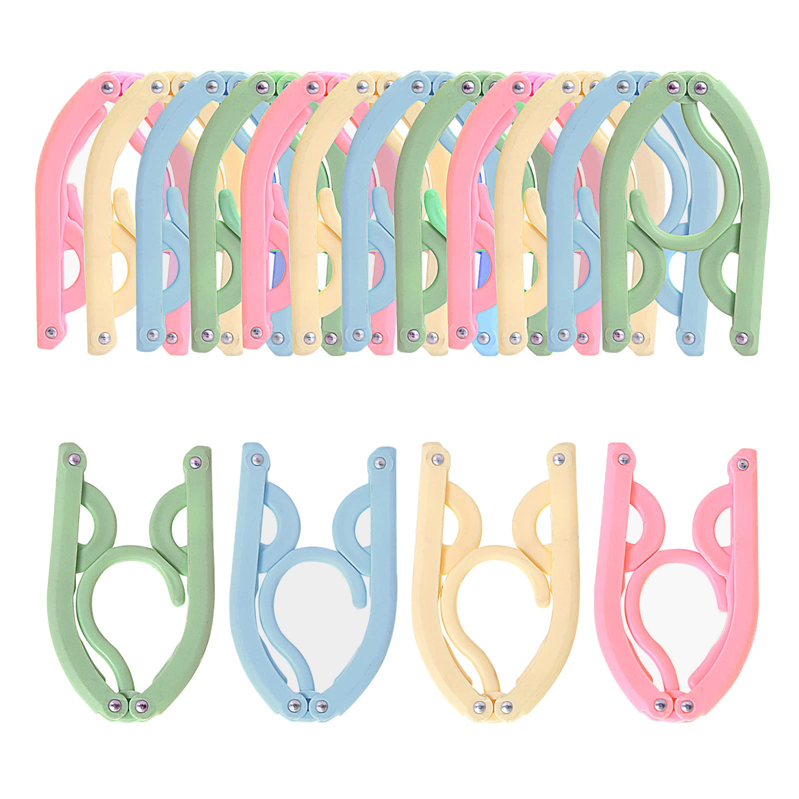 Travel Hangers Foldable, 16 PCS Folding Clothes Hangers Portable Plastic Non-Slip Coat Racks Multifunction Travel Accessories for Home Hotel Travelling Camping (4 Colors)