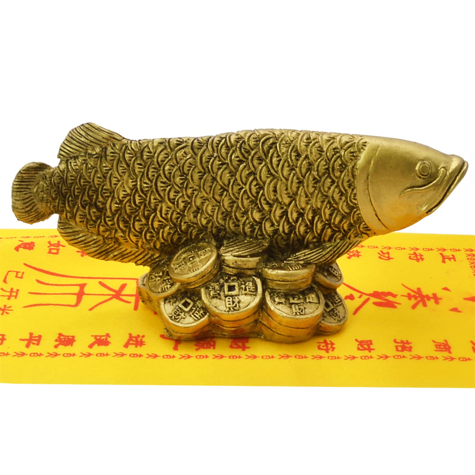 Fengshui Wealth Arowana Fish Lucky Fish Statue Figurine Decoration+Wealth Amulet D1014+Free Mxsabrina Red String Bracelet