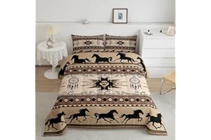 Feelyou Boho Bedding Set Toddler Size Southwestern Native Aztec Comforter Cover for Boys Girls Teens Southwest Native American Design Duvet Cover Khaki Brown Breathable Soft Lightweight Microfiber