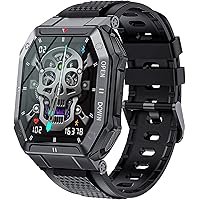 Military Smart Watch for Men (Answer/Make Call), 1.85 Inches HD Outdoor Tactical Sports Rugged Smartwatch, Fitness Tracker Wa