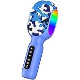 Karaoke Microphone Wireless Bluetooth with Speaker, Portable Handheld Mic for Kid Adult, 6 Voice Changer & 4 LED Light Effects, Singing Microphone with Speech Mode, Birthday Gift for Girls Boys Teens