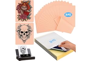 KXCOFTXI 70 PcsTattoo Practice Skins with Transfer Paper, Include 20 Pcs Tattoo Skins & 50 Pcs Tattoo Transfer Paper, Suitable for Artist Creation, Beginners Practice Skills