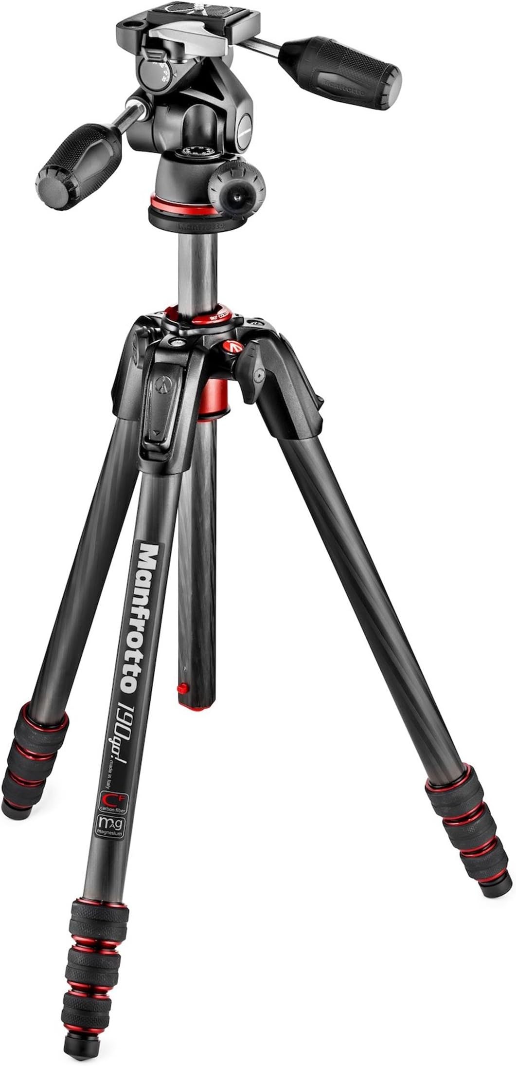 Manfrotto 190 Go! Carbon Fibre 4 Section Tripod W/Twist Locks Kit with 3 Way Head