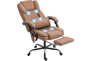 HOMCOM Massage Office Chair with 6 Vibration Points, Pet-Friendly Faux Leather, Reclining Desk Chair with Lumbar Support, Foo