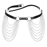 Punk Layered Waist Chain Belt Gothic PU Leather