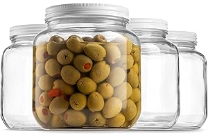 Paksh Novelty Wide Mouth Glass Mason Jar 64 Oz - 4 Pack - Wide Mouth, Airtight Lid, USDA Approved BPA-Free Dishwasher Safe Canning Jar for Fermenting, Sun Tea, Kombucha, Dry Food Storage, Clear