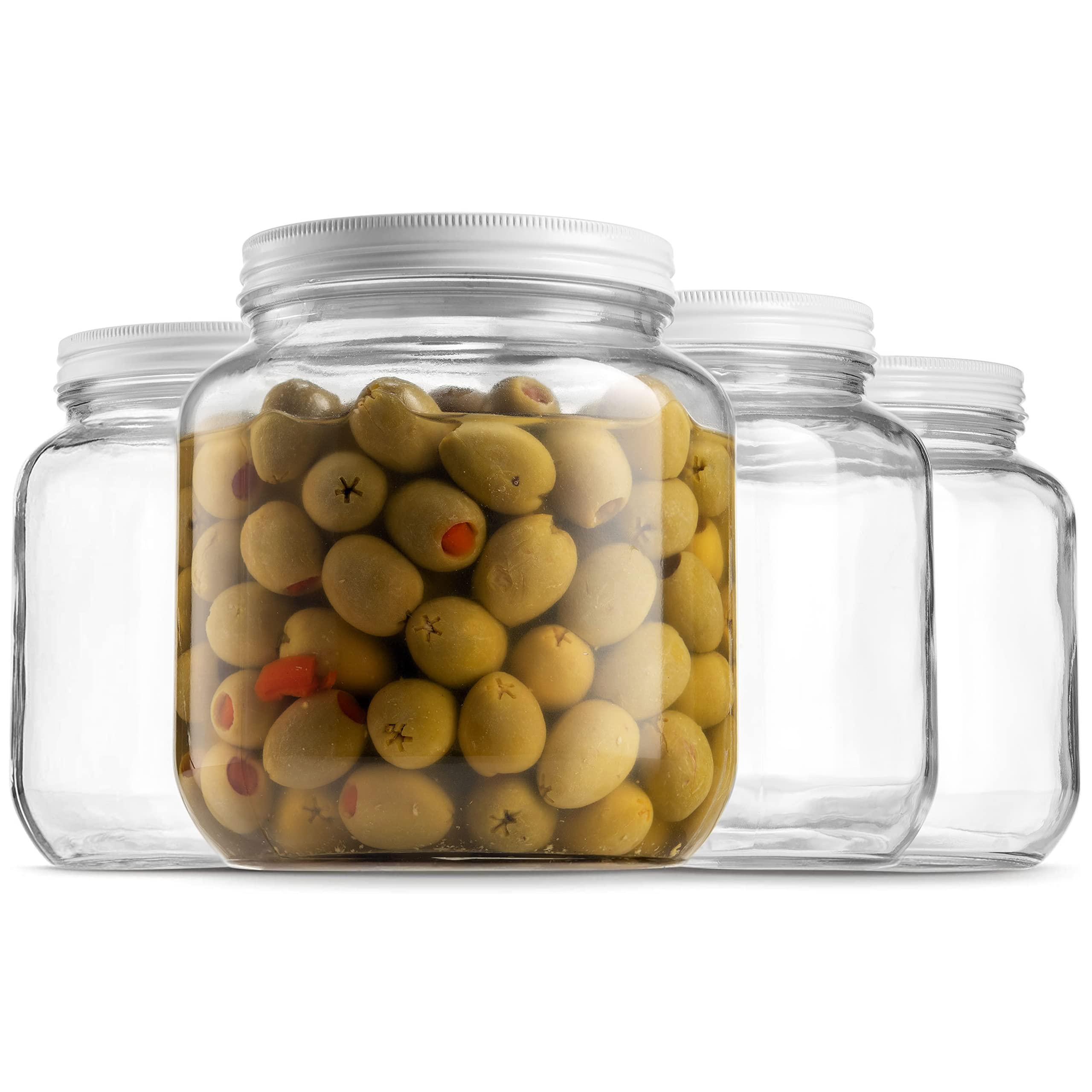 Photo 1 of Paksh Novelty Wide Mouth Glass Mason Jar 64 Oz - 4 Pack - Wide Mouth, Airtight Lid, USDA Approved BPA-Free Dishwasher Safe Canning Jar for Fermenting, Sun Tea, Kombucha, Dry Food Storage, Clear