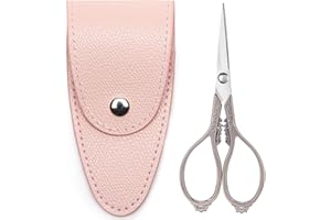 GAIFONGRE Small Embroidery Scissors,Small Sewing Scissors With Cover,Travel Scissors with Pouch,Mini Crochet Scissors for Craft Art Work DIY Tools,Stainless Steel Sharp Tip,Vintage European Style (SILVER)