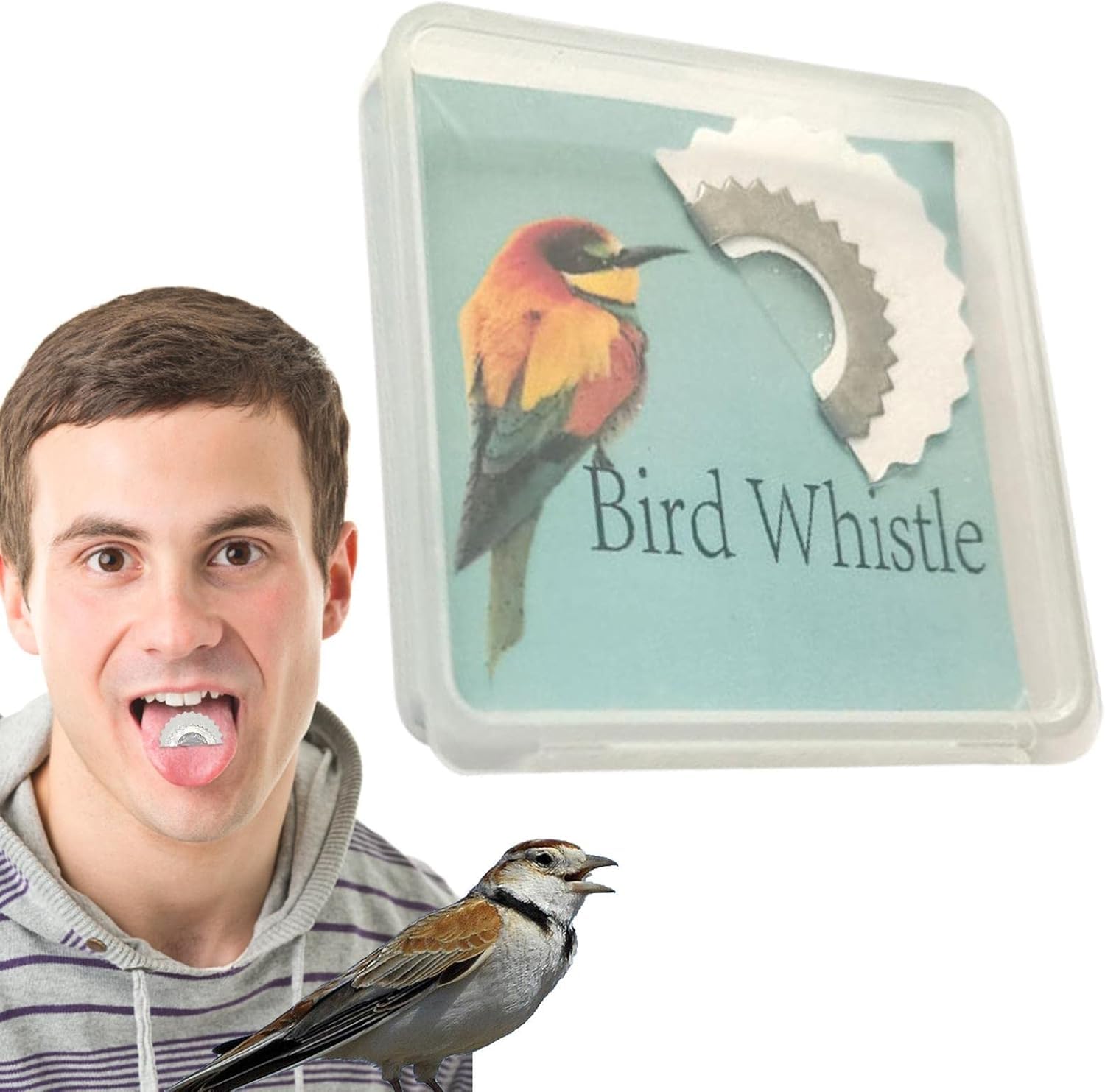 Blue Safe Mouth Whistle - Creative Fun Bird Whistle, Magic Bird Caller Tongue Whistle Wacky Animal Sounds, Original Traditions Bird Pipes, Tweeting Noisemaker For Adult Training and Behaviour Aids