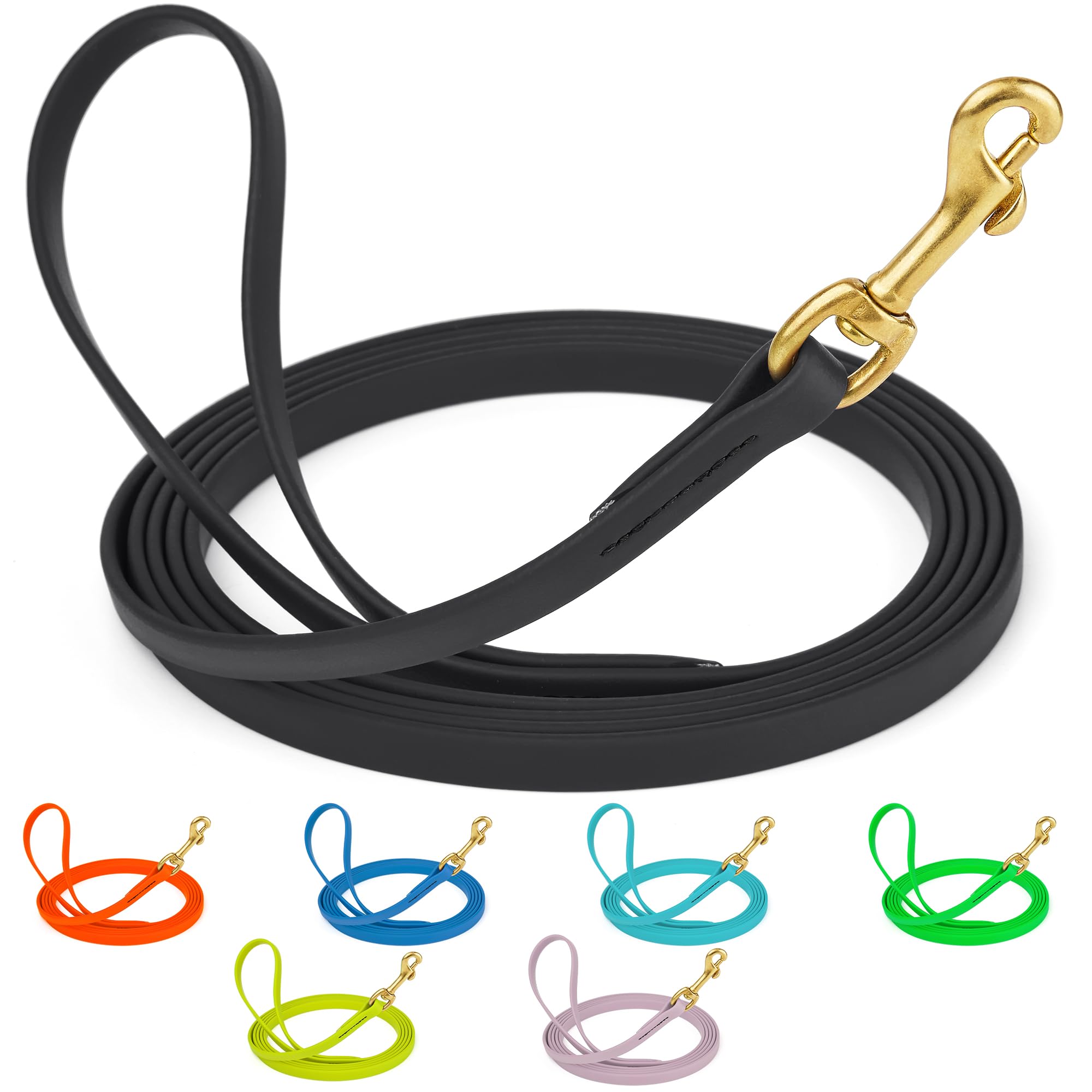Viper Biothane Working Tracking Lead Leash Long Line for Dogs 2 Colors and 6 Sizes, 1/2" x 33ft, Black