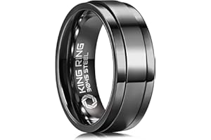 King Ring 8mm Ultra Polished Spinner Rings – Premium Shiny Flat Stainless Steel Fidget Rings for Men & Women – Designed in US