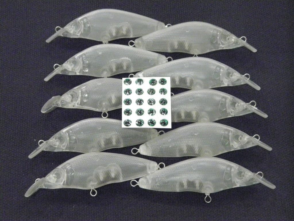wLure 10 Blank Unpainted Minnow Jerkbait Slow Floating Wide Wobble Fishing Lures with Free Eyes UPM583