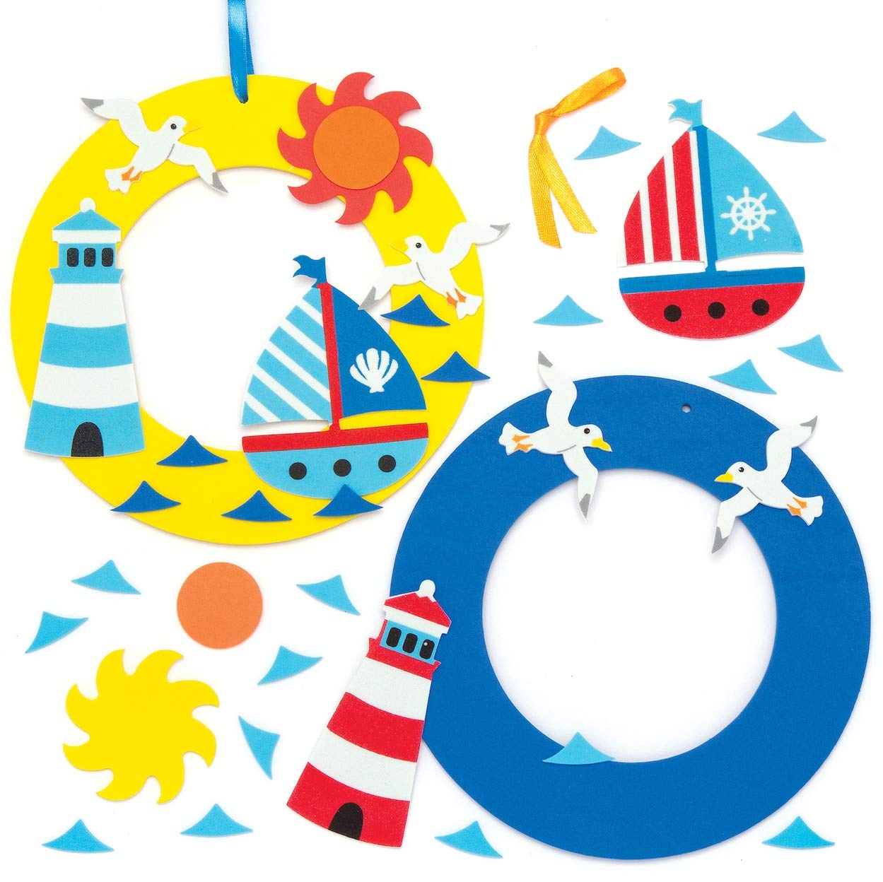 Baker Ross AW456 Seaside Wreath Decoration Kits (Pack of 3)