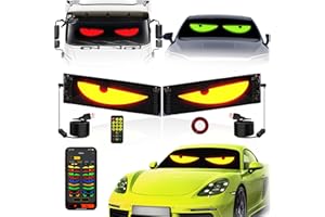 DOUMMANTN 2PCS Devil Eyes Light for Cars, DIY Devil Eyes Light for Windshield, 4.73in*23.6in, Flex LED Display Screen for Car, Programmable LED Eyes Lights for Car Truck Windows with Remote & App Control
