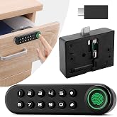Fingerprint Cabinet Lock, Smart Biometric Password Lock with USB Key No APP | Keyless Hidden File Drawer Wardrobe, Child Safety Cabinet Lock, DIY Wooden Furniture Privacy for Home Office, Zinc Alloy