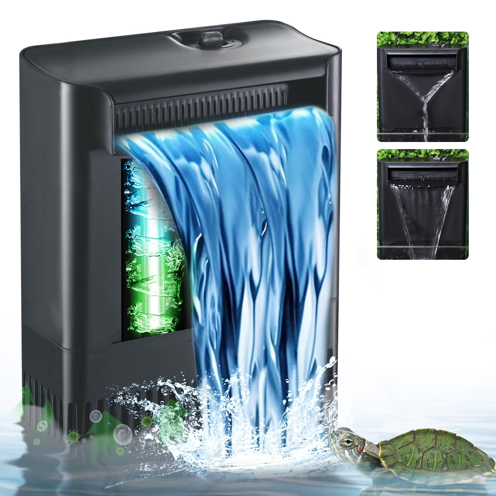 Photo 1 of Turtle Tank Filter w/U-V Light for Large 40-150 Gal Tank 4-Stage Flow Adjustable Low Water Level Internal Deodorization Green Clean Machine Killing Cloudy Saltwater Freshwater Aquarium Crystal Clear