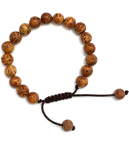 Bracelet Mala Bouddhiste En Bois De Santal - Rosaire Amitié 72cm Perles 8mm
