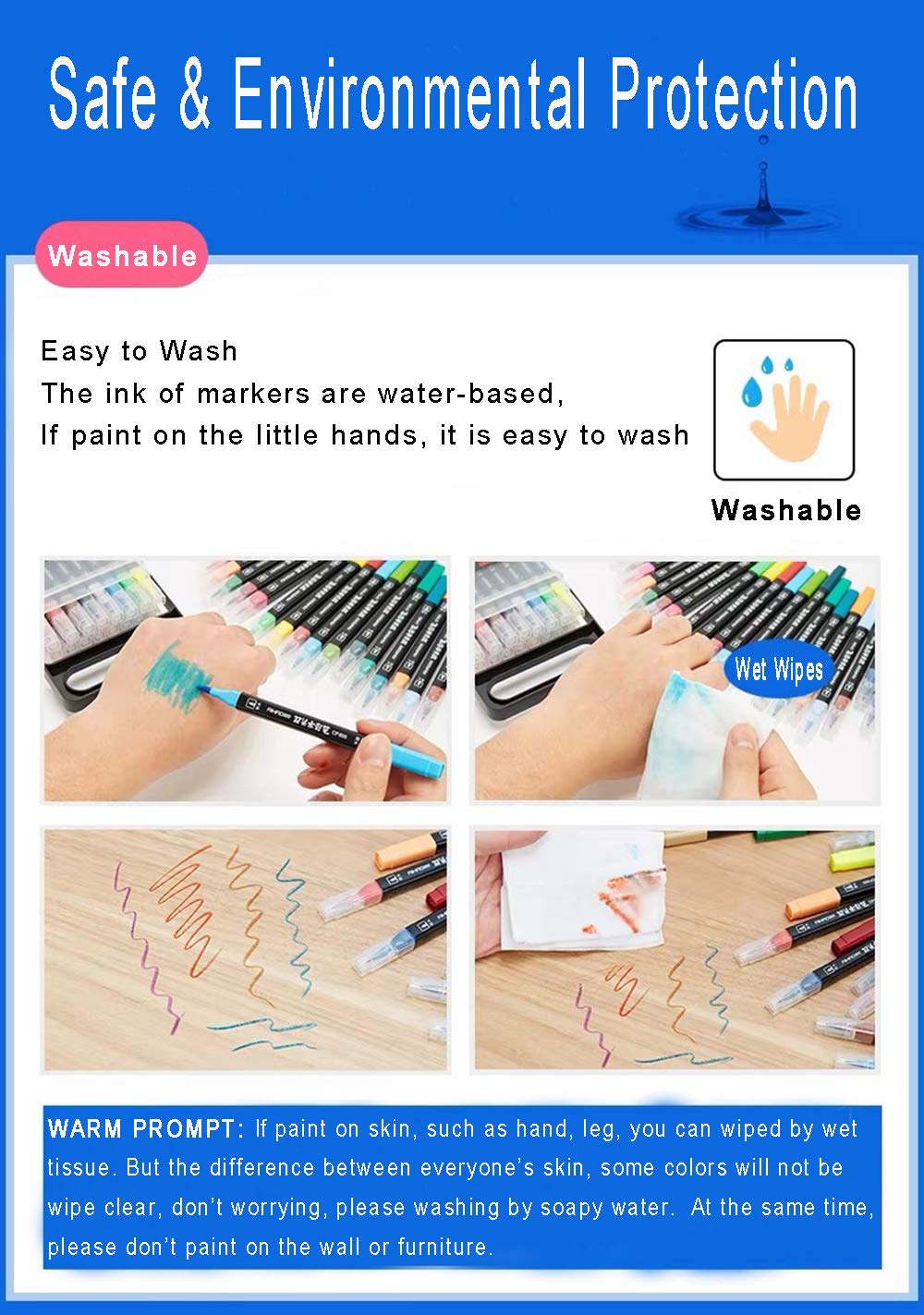 Dual Tip Markers for Kids, Washable Markers Set, Art Marker with Stand Portable Box, Gift For Kids (24 Colours)