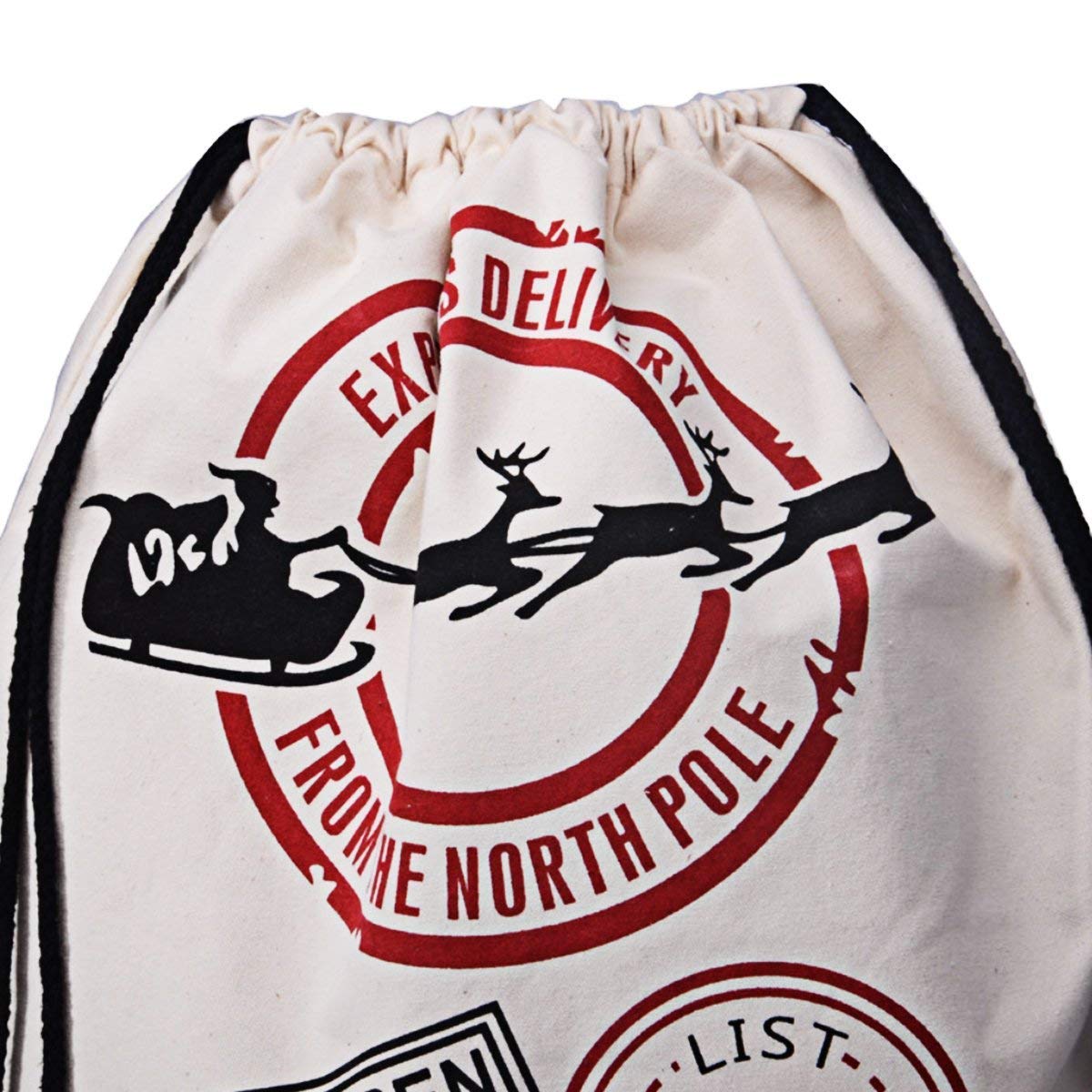 Ausein Christmas Sack Large Bag, Xmas Sacks, North Pole Mail Hessian Santa Stockings Sack, Personalised Name Space Large Storage Bags - 70 x 50 cm/ 28 x 20 inch, Beige