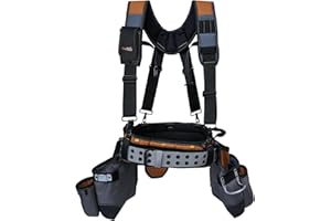 MELOTOUGH Tool Belt with Suspenders Tool Bag Suspenders Framers Comb Apron Tool Belt Construction Tool Pouch Builder Heavy Du