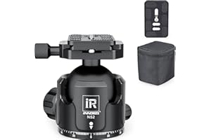Low Profile Tripod Ball Head-INNOREL N52, Black, Panoramic CNC Metal Camera Tripod Ball Head with Two 1/4" Screw Arca Swiss Quick Release Plates for Tripod, Monopod,DSLR,Camcorder, Max Load 66lbs/30kg
