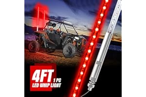 1PC 1.2M Red LED Whip Light for Truck, BESTZHEYU 4FT ATV UTV LED Whip Light Antenna Whips for RZR Polaris Off-Road Sand Dune Buggy 4x4