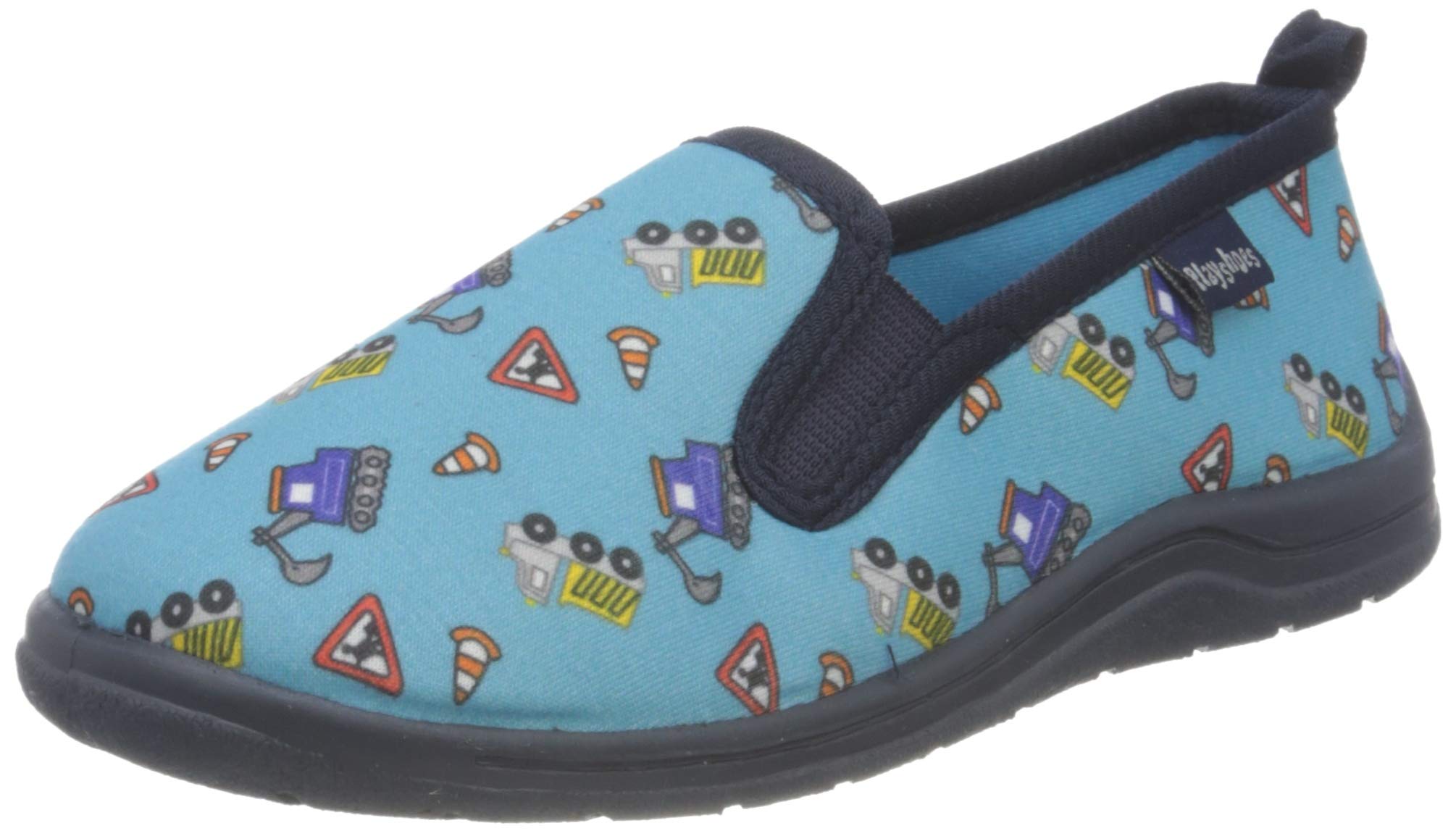 Playshoes Allover Baustelle, Unisex Kids’ Low-Top Slippers, Blue (Blau 7), 6 UK (22/23 EU)