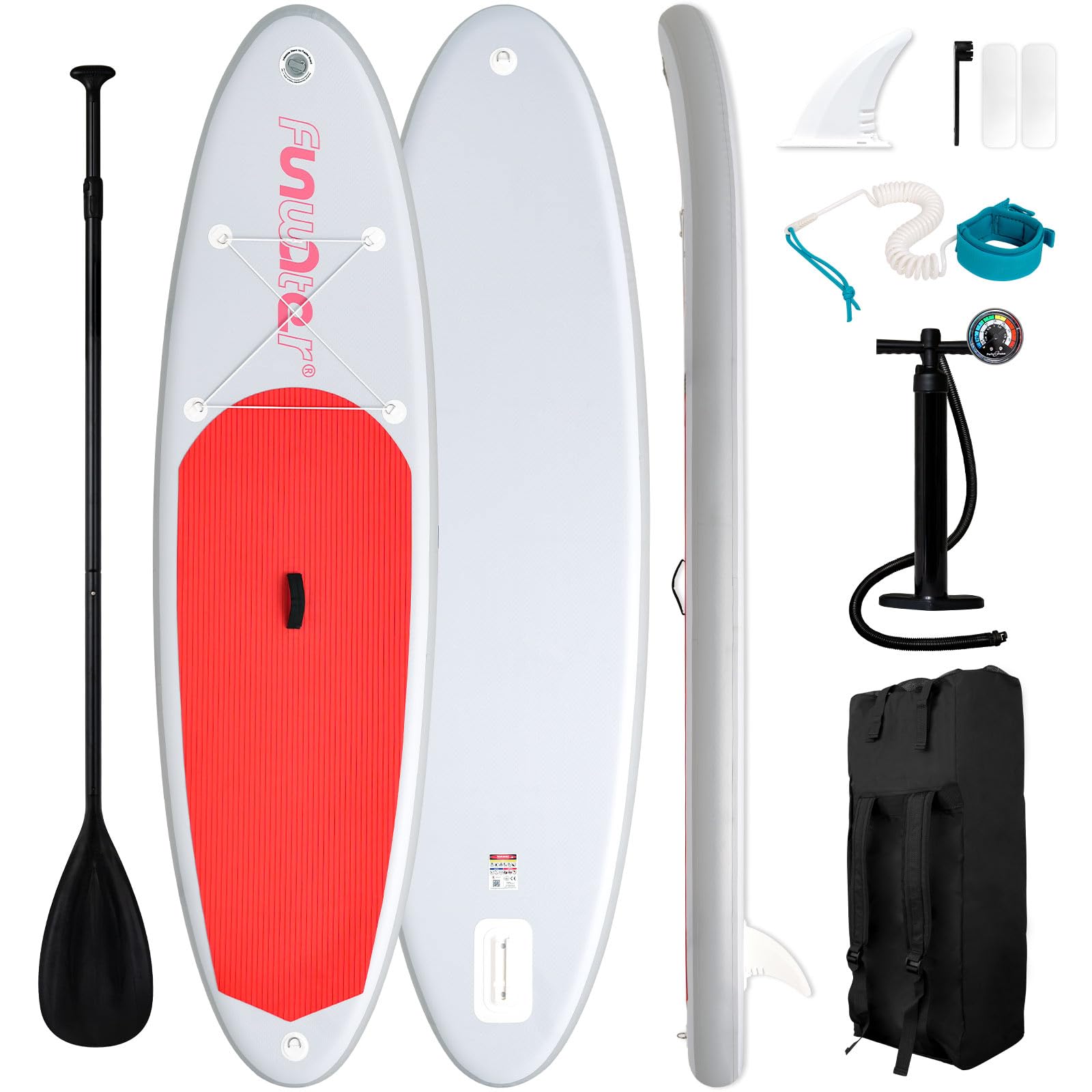 FunWater SUP Inflatable Stand Up Paddle Board Ultra-Light Inflatable Paddleboard with SUP Accessories, Fin, Adjustable Paddle, Pump, Backpack, Leash Image