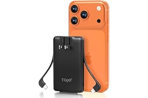 TG90° Ultra Slim 5000mAh Portable Charger Built-in Foldable AC Wall Plug and Cables, Pocket Size USB C Power Bank,External Battery Pack Compatible with iPhone 17 16 15 14 13 12 Android Devices iPad