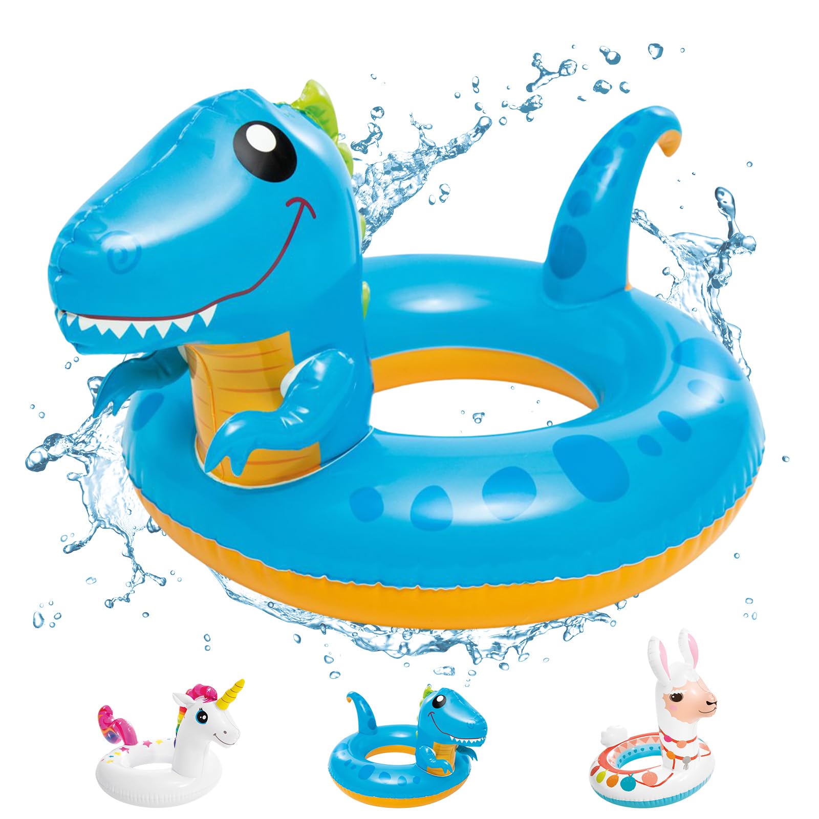 POPOYU Pool Inflatables Pool Floats,Inflatable Swimming Rings for Adults Kids,Pool Tubes Swimming Pool Toys Rubber Ring for Swimming Pool Beach Party Decorations,Kids Summer Gifts(58cm Dinosaur)