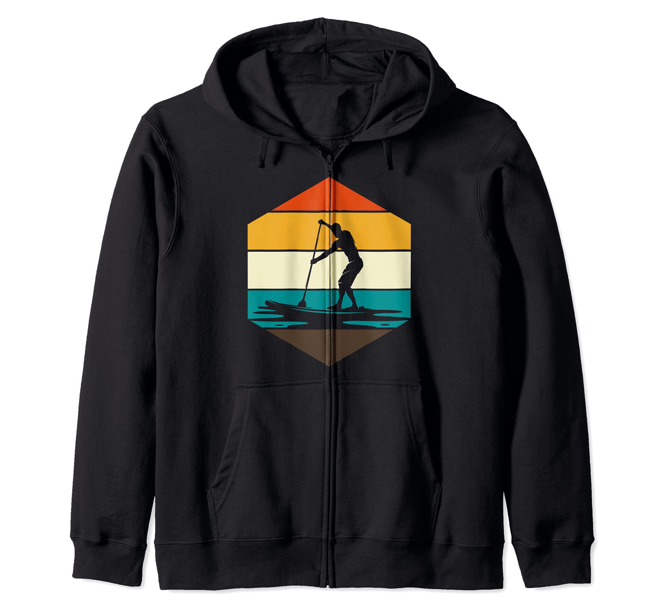 Paddleboard Stand Up Paddling Paddleboarding Retro SUP Zip Hoodie