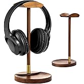 Plehood Headphone Stand for Desk, Solid Wood Gaming Headset Stand, Universal Wooden Headphone Stand Hanger, Wooden Headphone Holder with Storage Base for Airpod max and More
