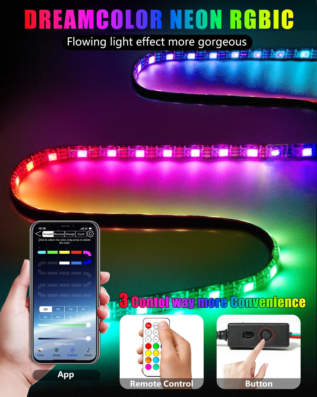 Keiurot Scooter LED Light Strips for Night Riding 5V High Bright Skateboard Lights APP Control RGBIC Waterproof Electric Scooter Accessories 2 in 1