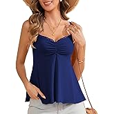 DYLH Babydoll Tops for Women Cute Sleeveless Peplum Tops for Women Ruffled V Neck Going Out Shirts