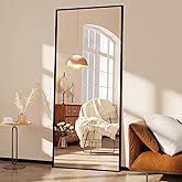 FOYEESION 71"x32"Full Length Mirror,Black Floor Length Mirror with Stand,Shatterproof Tempered Glass&Aluminum Alloy Frame,Freestanding Full Body Mirrorr for Bedroom,Living Room,Dressing Room