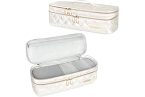 CANBOX Travel Carrying Case for Hair Dryer Shark Flexstyle Dyson Airwrap, Double-Layer Hair Accessories Tools Storage Case for Revlon One-Step, Shockproof Protection Organizer Travel Carrier Bag, Cream