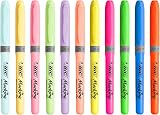 BIC Highlighter Grip Assorted Pack 12 Ribbed Rubber Grip Water-Based Ink view 5