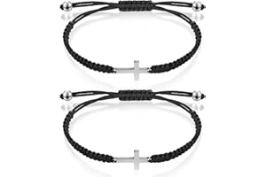 Sureio Cross Friendship Bracelet Adjustable Braided Rope Jesus Christian Cross Bracelets Matching Couple String Lucky Strand BFF Wristband for Women Men Boy Girls Easter Baptism