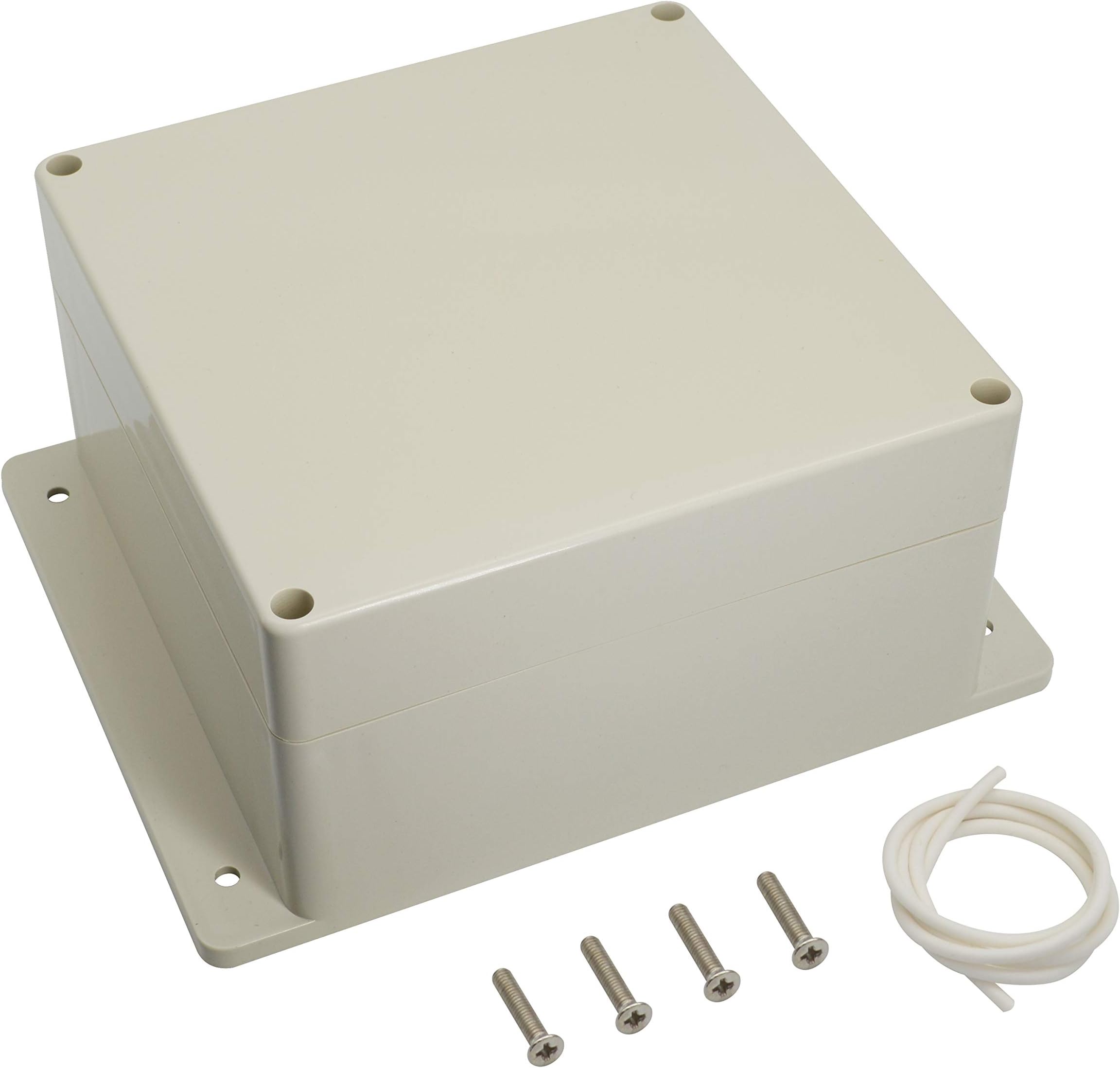 LeMotech Waterproof Dustproof IP65 ABS Plastic Junction Box Universal Electric Project Enclosure Pale Gray and Fix ed Ear 6.3 x 6.3 x 3.54 inch (160 x 160 x 90 mm)