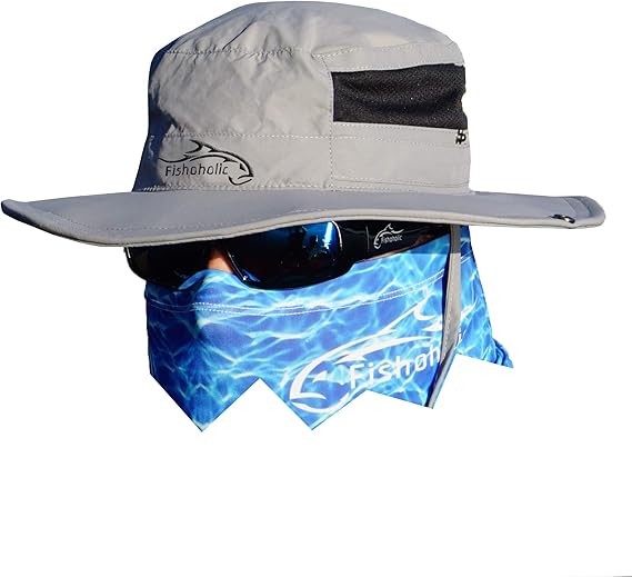 Fishoholic Fishing Hat Bucket Boonie Hat L/XL Breathable Mesh & 2