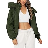 Micoson Womens Faux Fur Coat Winter Full Zip Sherpa Fleece Jacket Long Sleeve Warm Fuzzy Outerwear with Hooded