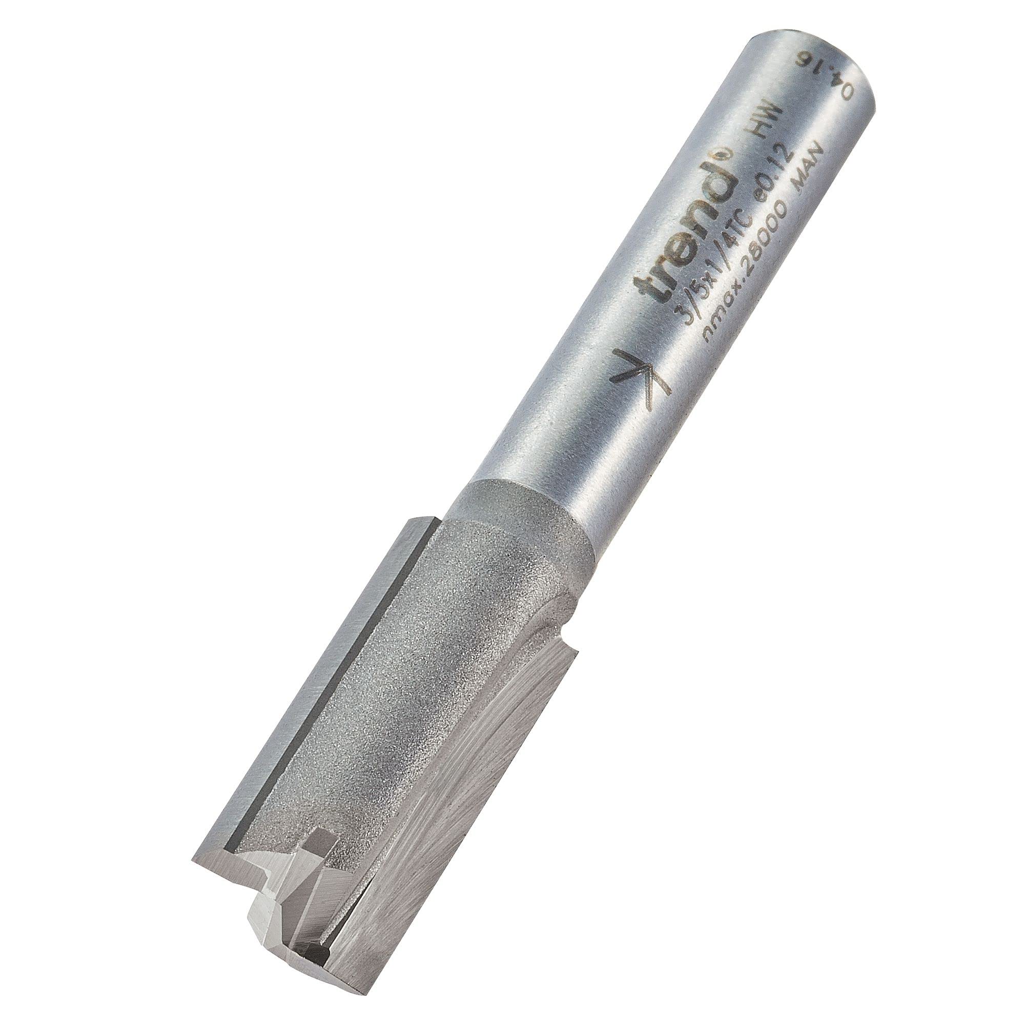 Trend Professional Straight Two Flute Router Cutter, 1/4 Inch Shank, 9mm Cut Diameter, 19mm Cut Length, Tungsten Carbide Tipped, 3/5X1/4TC