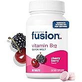 Bariatric Fusion Vitamin B12 Sublingual 1000 mcg Melts | Cherry Berry Flavored | Vitamin B12 Dissolve Under Tongue Tablets with Folic Acid | Sugar Free | Methylcobalamin | 90 Count