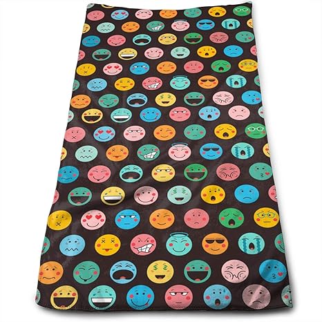 Amazon フェイスタオル タオル 絵文字 顔文字 微笑み スマイル 吸水 速乾 運動 家庭用スポーツ ジム ランニンぐ ジョギング ふわふわ 柔らかい 30cm 70cm フェイスタオル ホーム キッチン オンライン通販