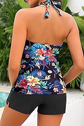 Women Tankini Swimsuit with Shorts - Halter Two