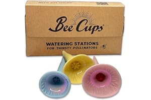 Bee Cups 3 Pack, Bee Watering Station, Butterfly Feeder, Bee Feeder, Garden Decor, Bee Decor, Outdoor Garden Decor, for Thirsty Pollinators, Plastic Free, Handmade from Porcelain (3, Pastel Variety)