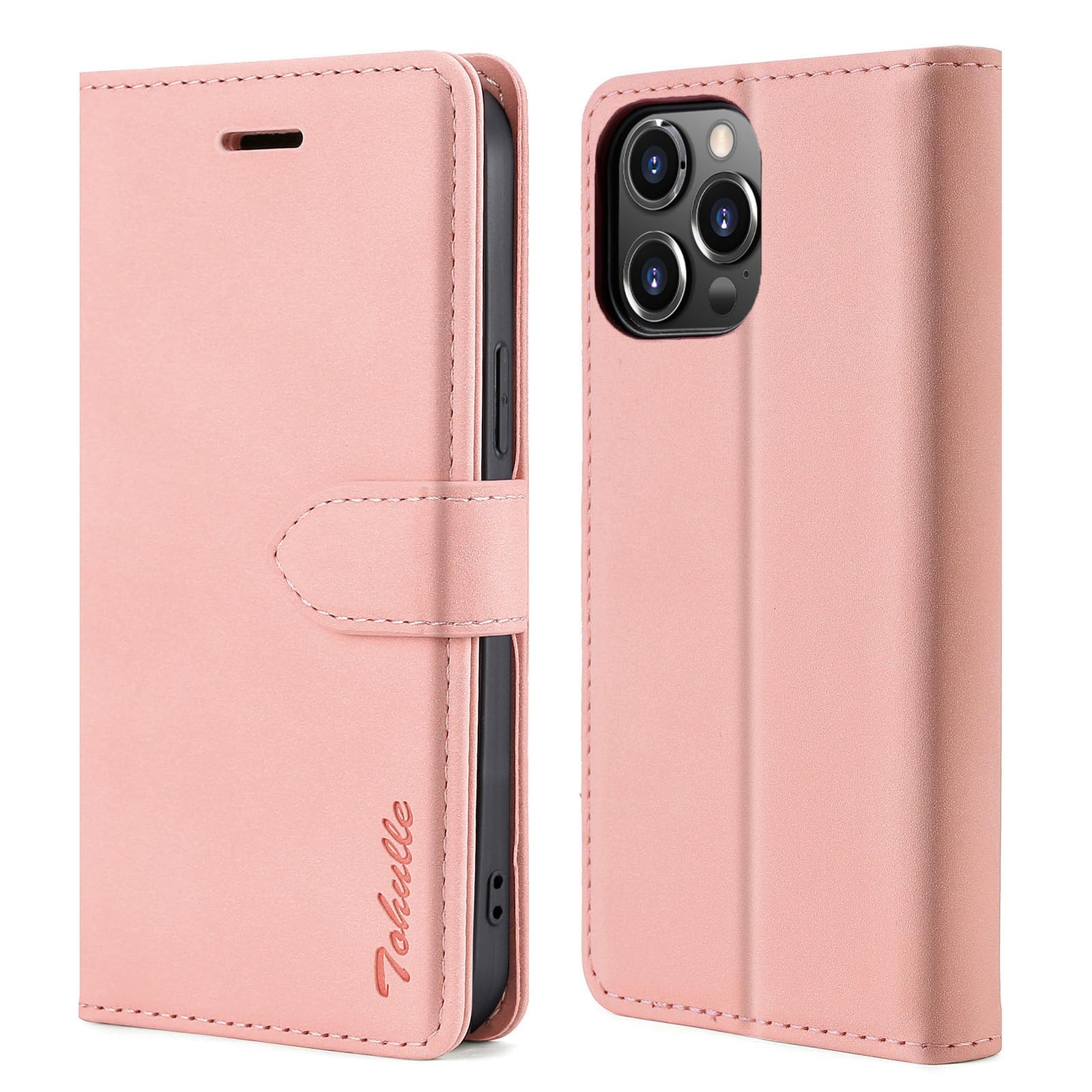 TOHULLE Case for iPhone 15 Pro Max, Premium PU Leather Wallet Case with Card Holder Kickstand Magnetic Closure Flip Folio Case Cover Compatible with iPhone 15 Pro Max - Rose Gold