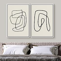 MUDECOR Framed Wall Art Print Set Black Lines Over