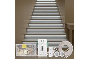 BlueDate Intelligent Motion Triggered LED Stair Lighting Kit, 60 Inches Long Cuttable LED Strip Light for Indoor Stair Lights (Cool White 6000K, 16-20 Stairs)