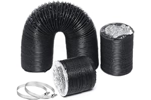 AHLSRHZ 5 Inch Dryer Vent Hose, 6.5 Ft Long PVC Ducting Hose for HVAC Flexible Dryer Air Vent Pipe Ventilation with 2 Hose Cl